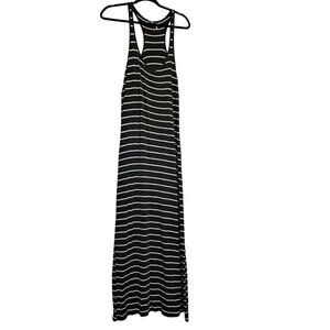 Heart N Hips Womens Striped Racerback Maxi Dress Black/White M Sleeveless